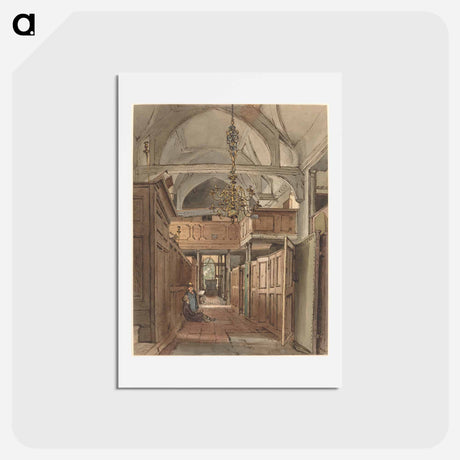 アートポストカード-Interior of Bushey Church - ウィリアム ヘンリー ハント Postcard.