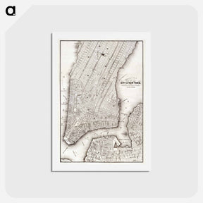 アートポストカード-Map of the city of New York - アンティーク地図 Postcard.