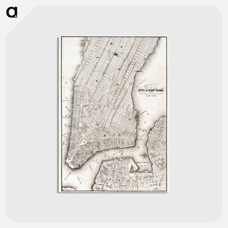 アートポストカード-Map of the city of New York - アンティーク地図 Postcard.