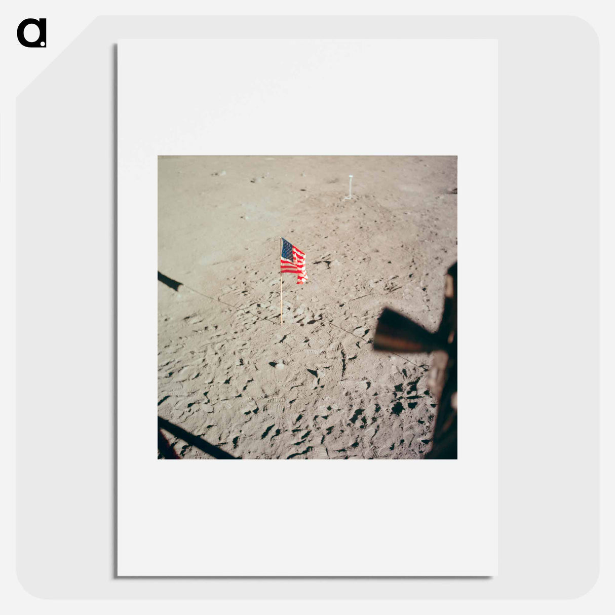 The flag of the United States and the footprints of astronauts Neil A. Armstrong and Edwin E. Aldrin Jr. - Apollo Moon Landing Poster.
