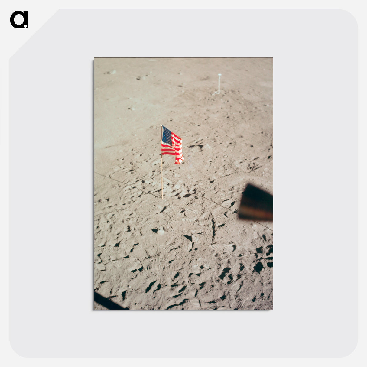 The flag of the United States and the footprints of astronauts Neil A. Armstrong and Edwin E. Aldrin Jr. - アポロ月面着陸 Postcard.