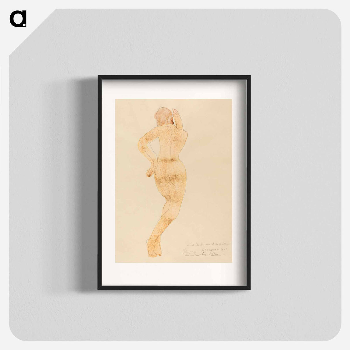 Rear View of Nude Female Figure in Action - Auguste Rodin Poster.