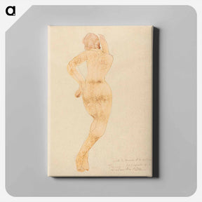 アートパネル-Rear View of Nude Female Figure in Action - オーギュスト ロダン Canvas.