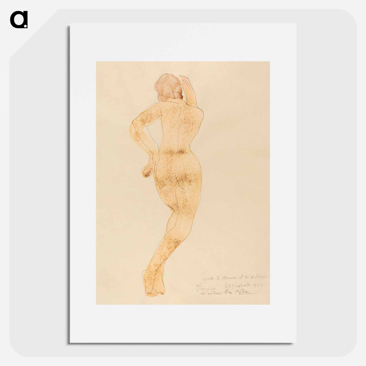 Rear View of Nude Female Figure in Action - Auguste Rodin Poster.