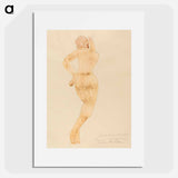 Rear View of Nude Female Figure in Action - オーギュスト ロダン Poster.