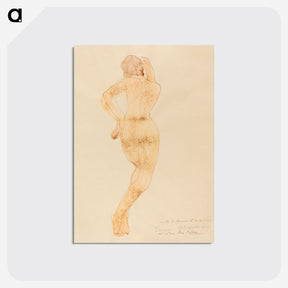 アートポストカード-Rear View of Nude Female Figure in Action - オーギュスト ロダン Postcard.