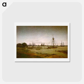 アートポストカード-Port by Moonlight - カスパー ダーヴィト フリードリヒ Postcard.