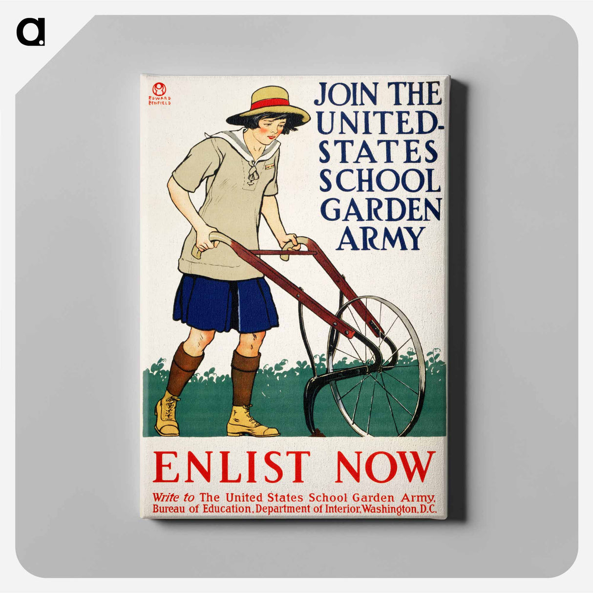 アートパネル-Join the United States school garden army–Enlist now - エドワード ペンフィールド Canvas.