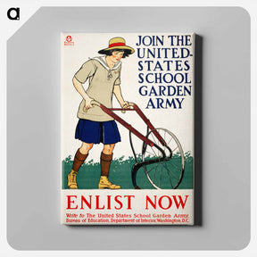 アートパネル-Join the United States school garden army–Enlist now - エドワード ペンフィールド Canvas.