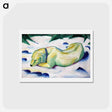 アートポストカード-Dog Lying in the Snow - フランツ マルク Postcard.