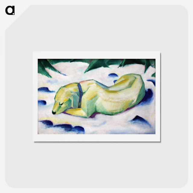 アートポストカード-Dog Lying in the Snow - フランツ マルク Postcard.