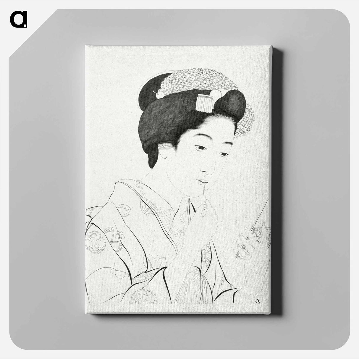 アートパネル-Woman Holding a Lip Brush
 - 橋口 五葉 Canvas.