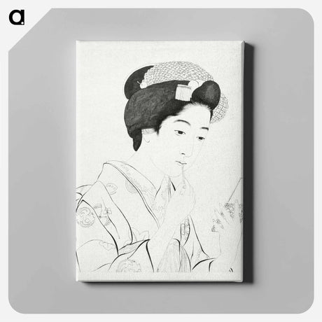 アートパネル-Woman Holding a Lip Brush
 - 橋口 五葉 Canvas.