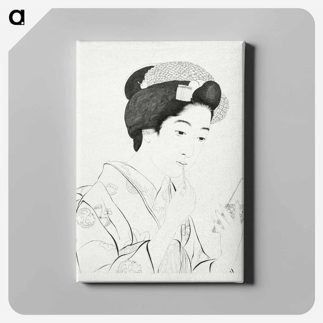 アートパネル-Woman Holding a Lip Brush
 - 橋口 五葉 Canvas.
