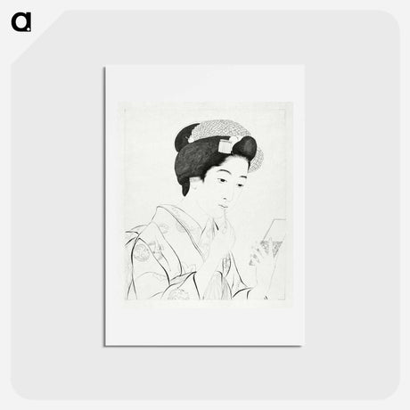 アートポストカード-Woman Holding a Lip Brush
 - 橋口 五葉 Postcard.