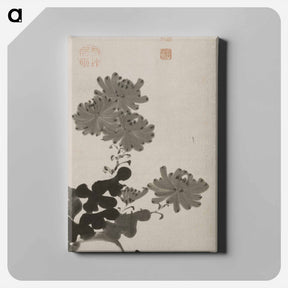アートパネル-Chrysanthemums amid Rocks
 - 伊藤若冲 Canvas.