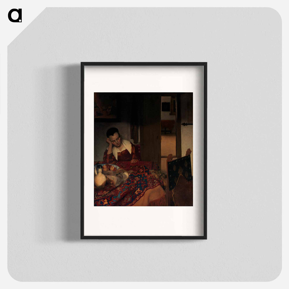 A Maid Asleep - ヨハネス フェルメール Poster.