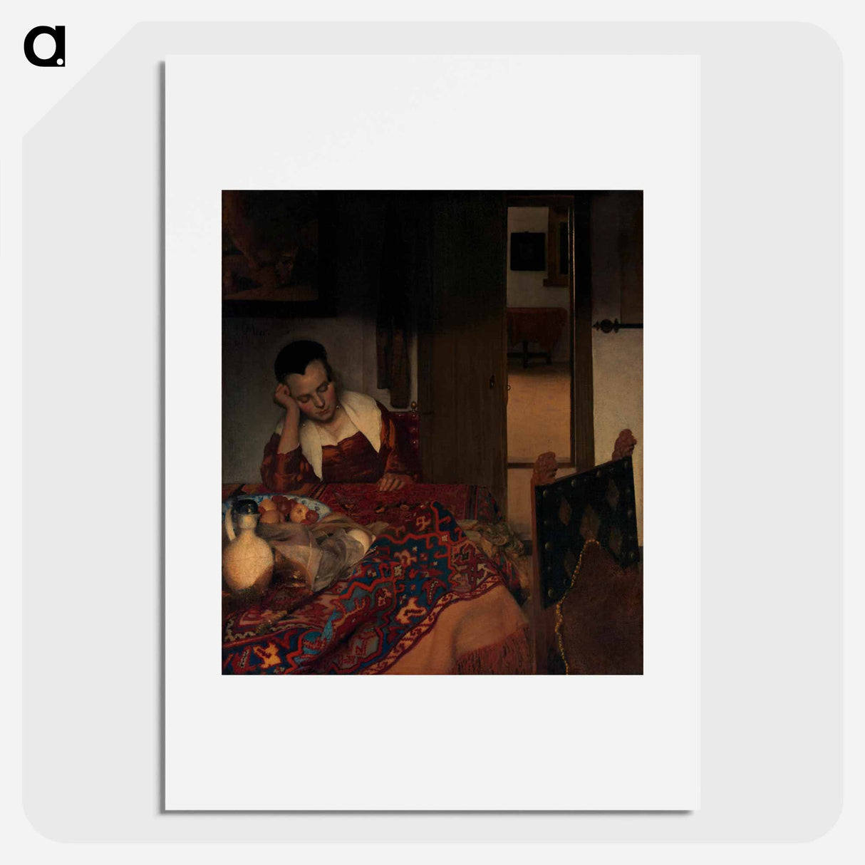 A Maid Asleep - Johannes Vermeer Poster.