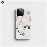 Botanical Detail Studies: Hollyhocks, Blueberries, and Blackberries - Samuel Coleman Phone Case.