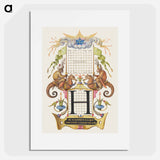 アートポスター-Guide for Constructing the Letter H from Mira Calligraphiae Monumenta
 - 書道のお手本 Poster.