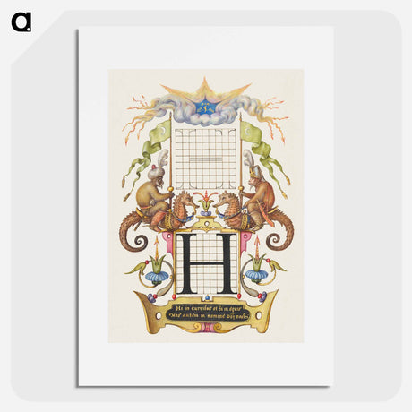 アートポスター-Guide for Constructing the Letter H from Mira Calligraphiae Monumenta
 - 書道のお手本 Poster.