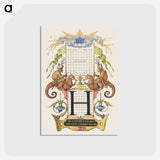 アートポストカード-Guide for Constructing the Letter H from Mira Calligraphiae Monumenta
 - 書道のお手本 Postcard.