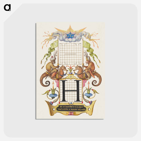 アートポストカード-Guide for Constructing the Letter H from Mira Calligraphiae Monumenta
 - 書道のお手本 Postcard.