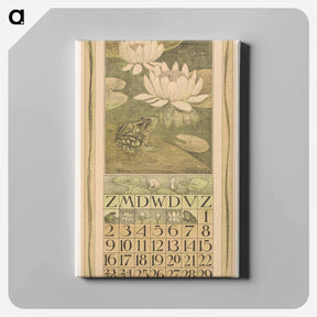 アートパネル-Kalenderblad juli met kikker en waterlelies - テオ ヴァン ホイテマ Canvas.
