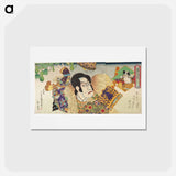 アートポストカード-Kawarazaki Gonnosuke as Takechi Mitsuhide and Ichikawa Sadanji as Mashiba Hisayoshi - 豊原 国周 Postcard.
