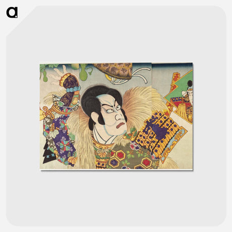 アートポストカード-Kawarazaki Gonnosuke as Takechi Mitsuhide and Ichikawa Sadanji as Mashiba Hisayoshi - 豊原 国周 Postcard.