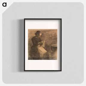 アートポスター-Portrait of Ida Hammershøi with needlework - ヴィルヘルム ハンマースホイ Poster.