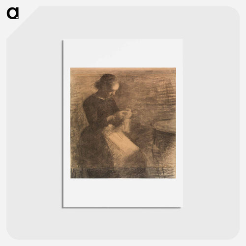 Portrait of Ida Hammershøi with needlework - ヴィルヘルム ハンマースホイ Postcard.