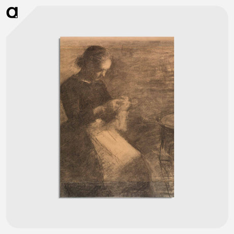 アートポストカード-Portrait of Ida Hammershøi with needlework - ヴィルヘルム ハンマースホイ Postcard.