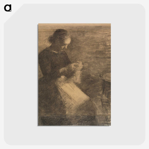 針仕事をする女性 - ヴィルヘルム ハンマースホイ Postcard.