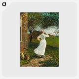 アートポストカード-The Dinner Horn, Blowing the Horn at Seaside - ウィンスロー ホーマー Postcard.