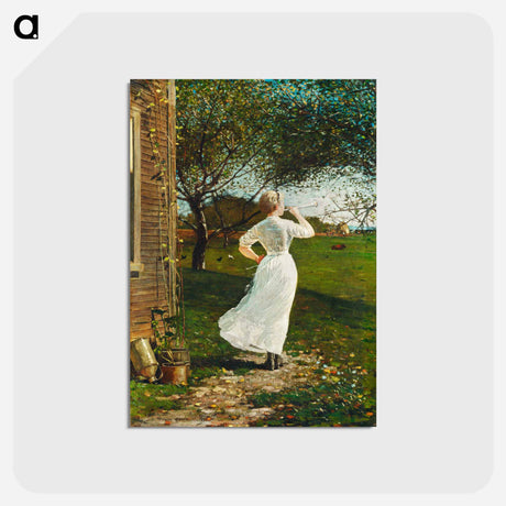 アートポストカード-The Dinner Horn, Blowing the Horn at Seaside - ウィンスロー ホーマー Postcard.