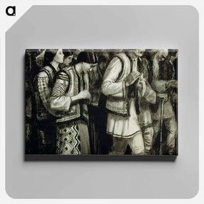 アートパネル-Group of peasants in Slav costume, praying by Wladyslaw Theodore Benda - ウワディスワフ テオドール ベンダ Canvas.