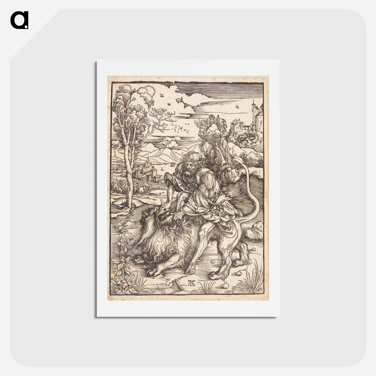 アートポストカード-Samson kills the lion - アルブレヒト デューラー Postcard.