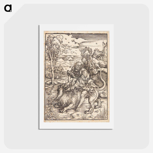 アートポストカード-Samson kills the lion - アルブレヒト デューラー Postcard.