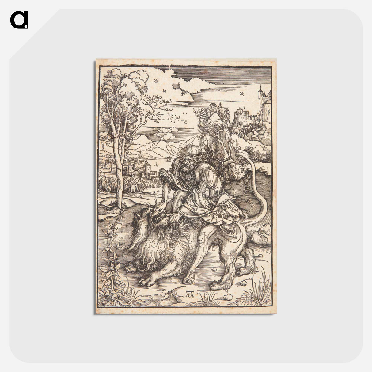 アートポストカード-Samson kills the lion - アルブレヒト デューラー Postcard.