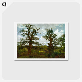 アートポストカード-Landscape with Oak Trees and a Hunter - カスパー ダーヴィト フリードリヒ Postcard.