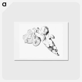 アートポストカード-Cupid from Zes Putti Tonen Een Doek Met Tekst
 - コルネリス プロース ファン アムステル Postcard.