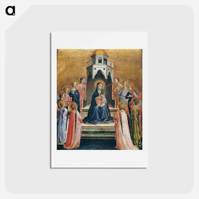 アートポストカード-Virgin and Child Enthroned with Twelve Angels - フラ アンジェリコ Postcard.