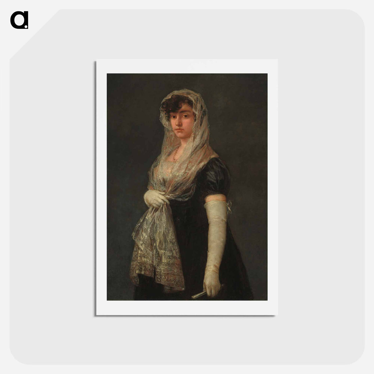 アートポストカード-Young Lady Wearing a Mantilla and Basquina - フランシスコ デ ゴヤ Postcard.