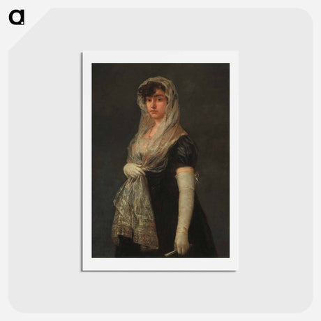 アートポストカード-Young Lady Wearing a Mantilla and Basquina - フランシスコ デ ゴヤ Postcard.