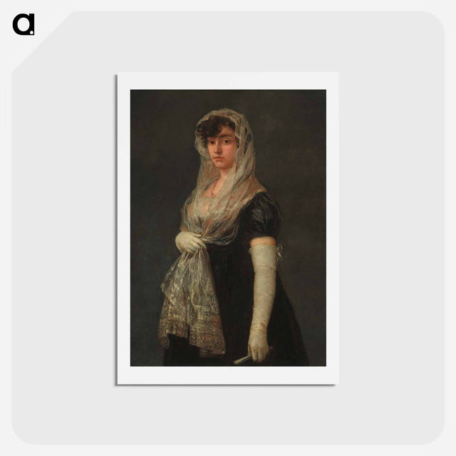 アートポストカード-Young Lady Wearing a Mantilla and Basquina - フランシスコ デ ゴヤ Postcard.