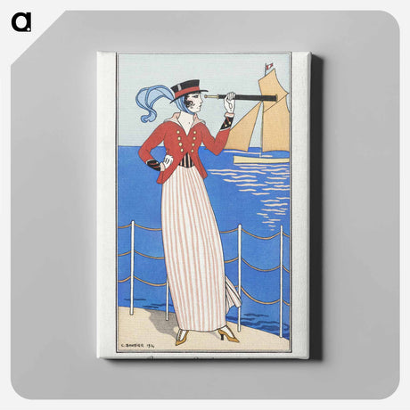 アートパネル-Costumes Parisiens, No.164: Costume de Yacht from Journal des Dames et des Modes - ジョージ バービエ Canvas.