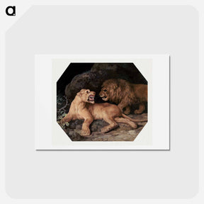 アートポストカード-Lion and Lioness
 - ジョージ スタッブス Postcard.