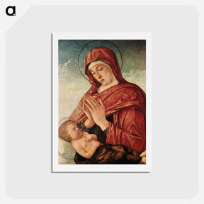 アートポストカード-Madonna in Adoration of the Sleeping Child - ジョヴァンニ ベッリーニ Postcard.