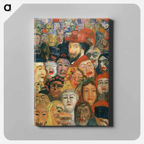 アートパネル-Self-Portrait with Masks - ジェームズ アンソール Canvas.